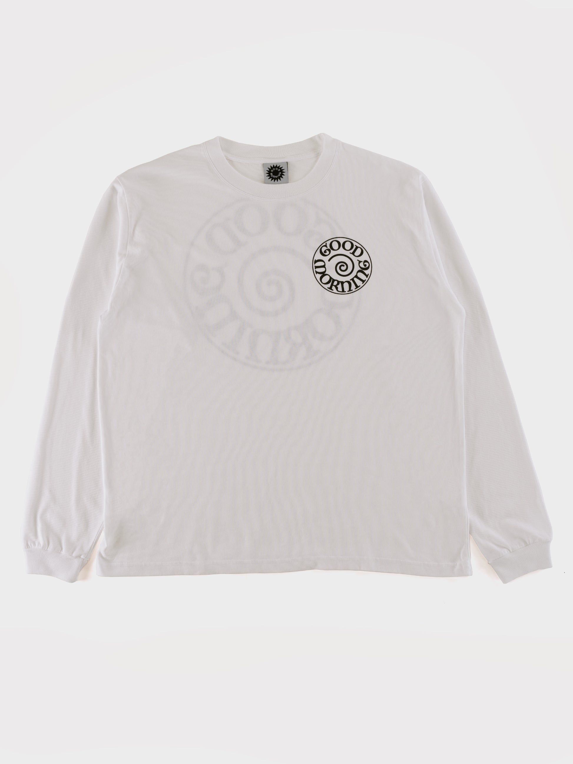 Good Morning Tapes Spiral Logo LS Tee - White