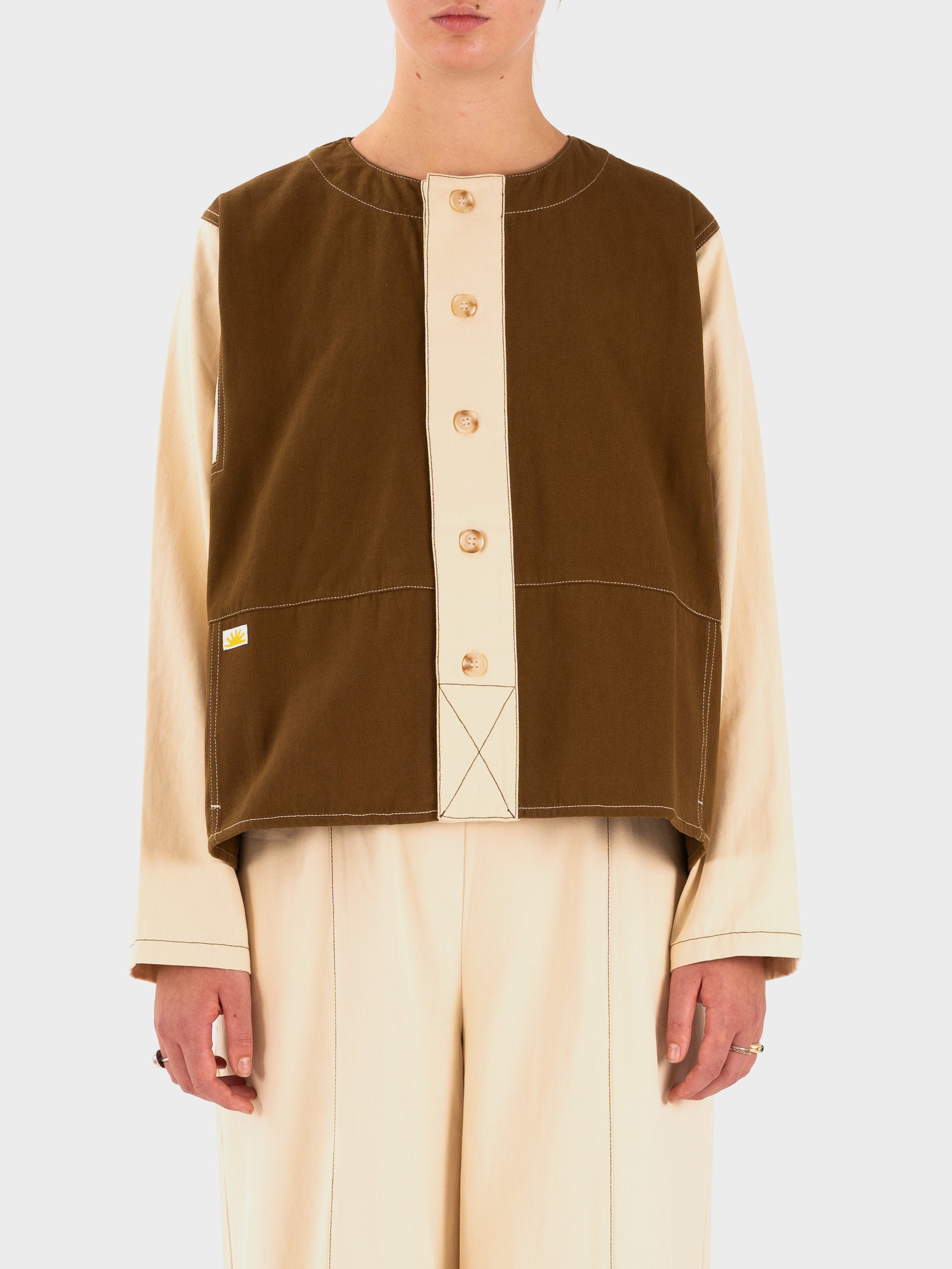 L.F. MARKEY Nola Top - Ecru/Cumin