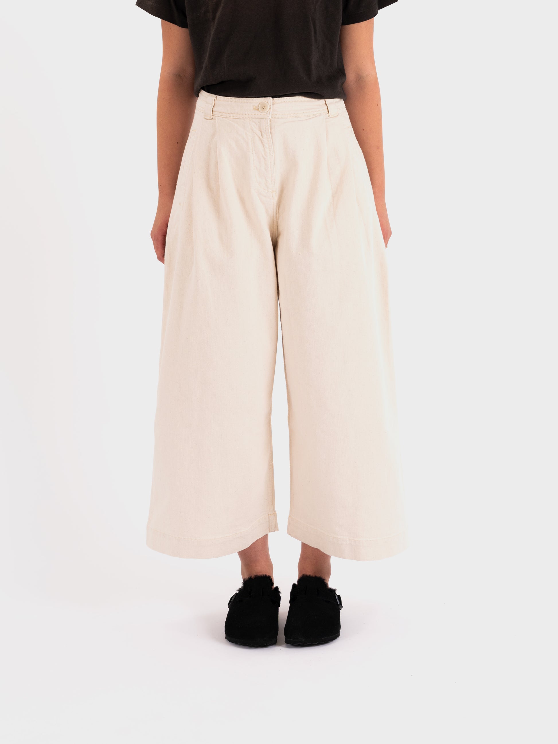 TOAST Pleat Front Trousers - Ecru Denim