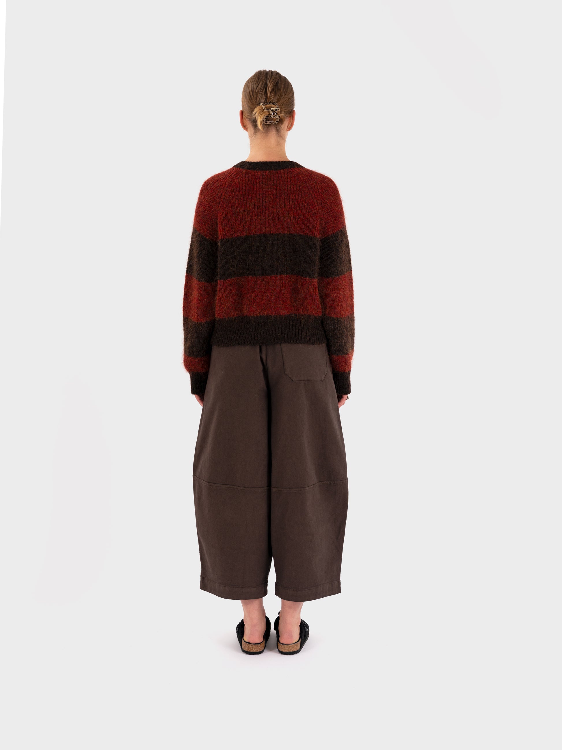 YMC Foxtail Stripe Cardigan - Red/Brown