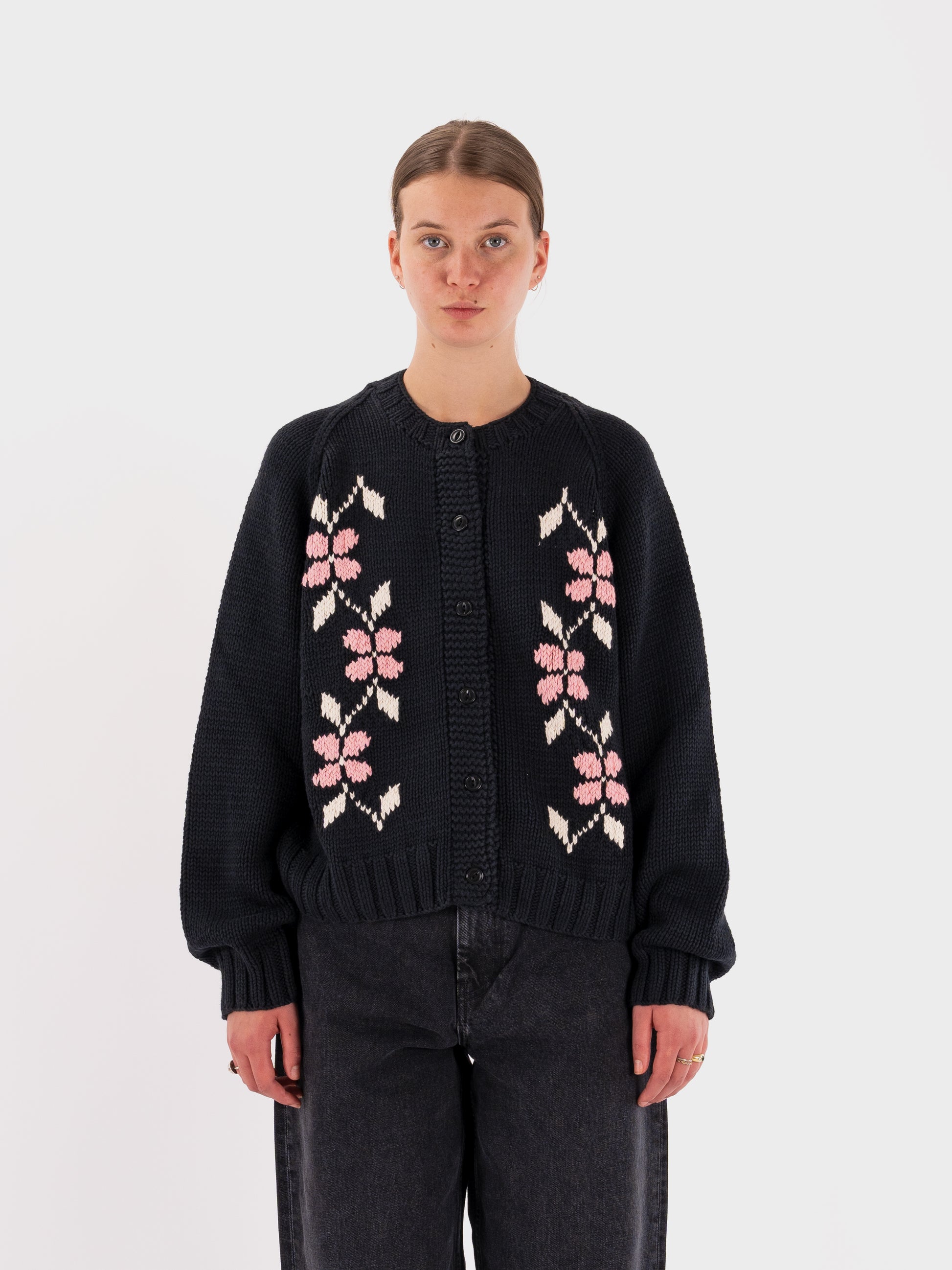 YMC Atomic Flower Cardigan - Black